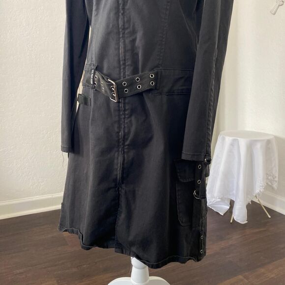 U.S Polo Assn Early 2000's Black Cotton Utility Gorpcore Buckle Mini Dress XL 16 - Picture 4 of 7